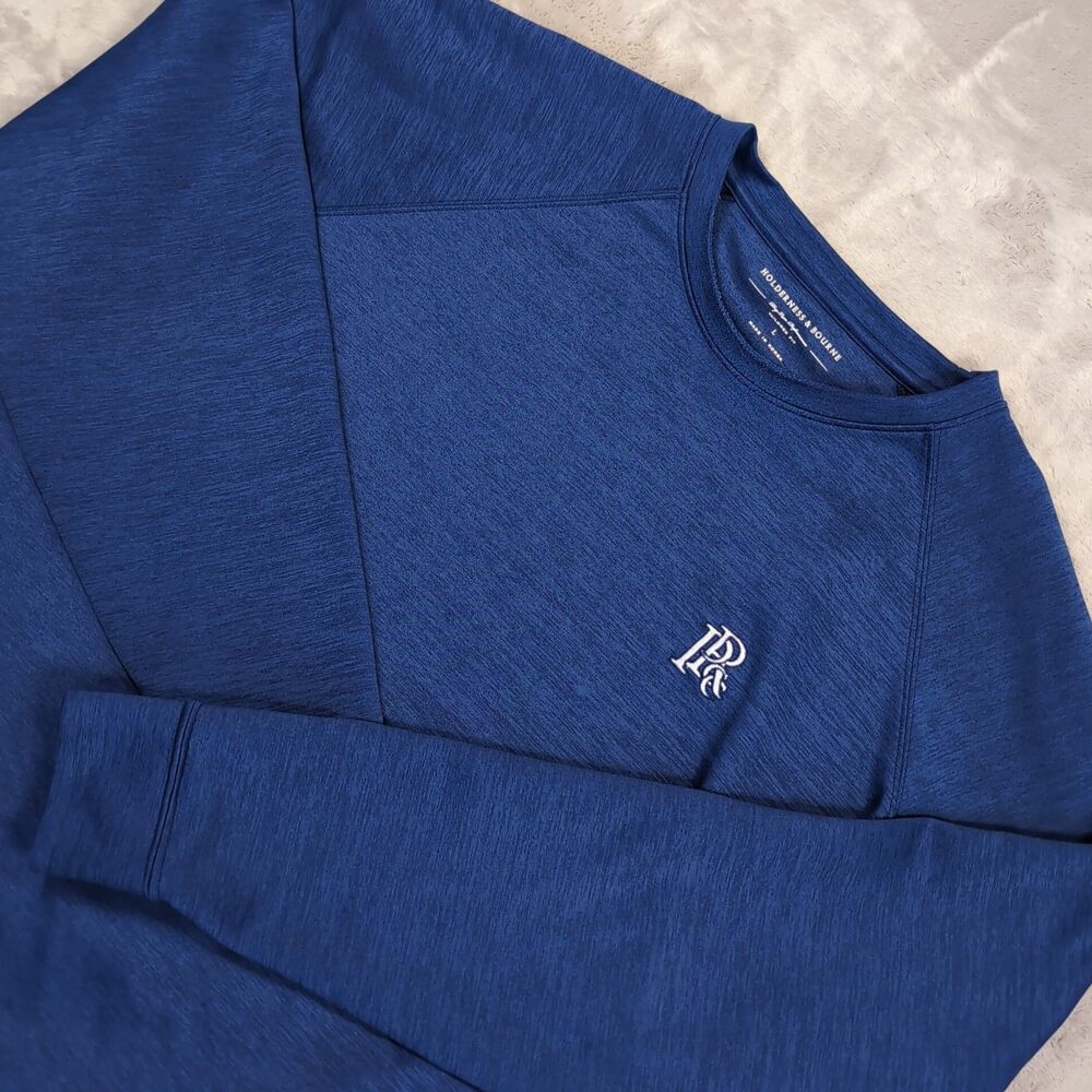 Holderness & Bourne The Betts Pullover Mens Large Blue Crewneck Sweatshirt Golf